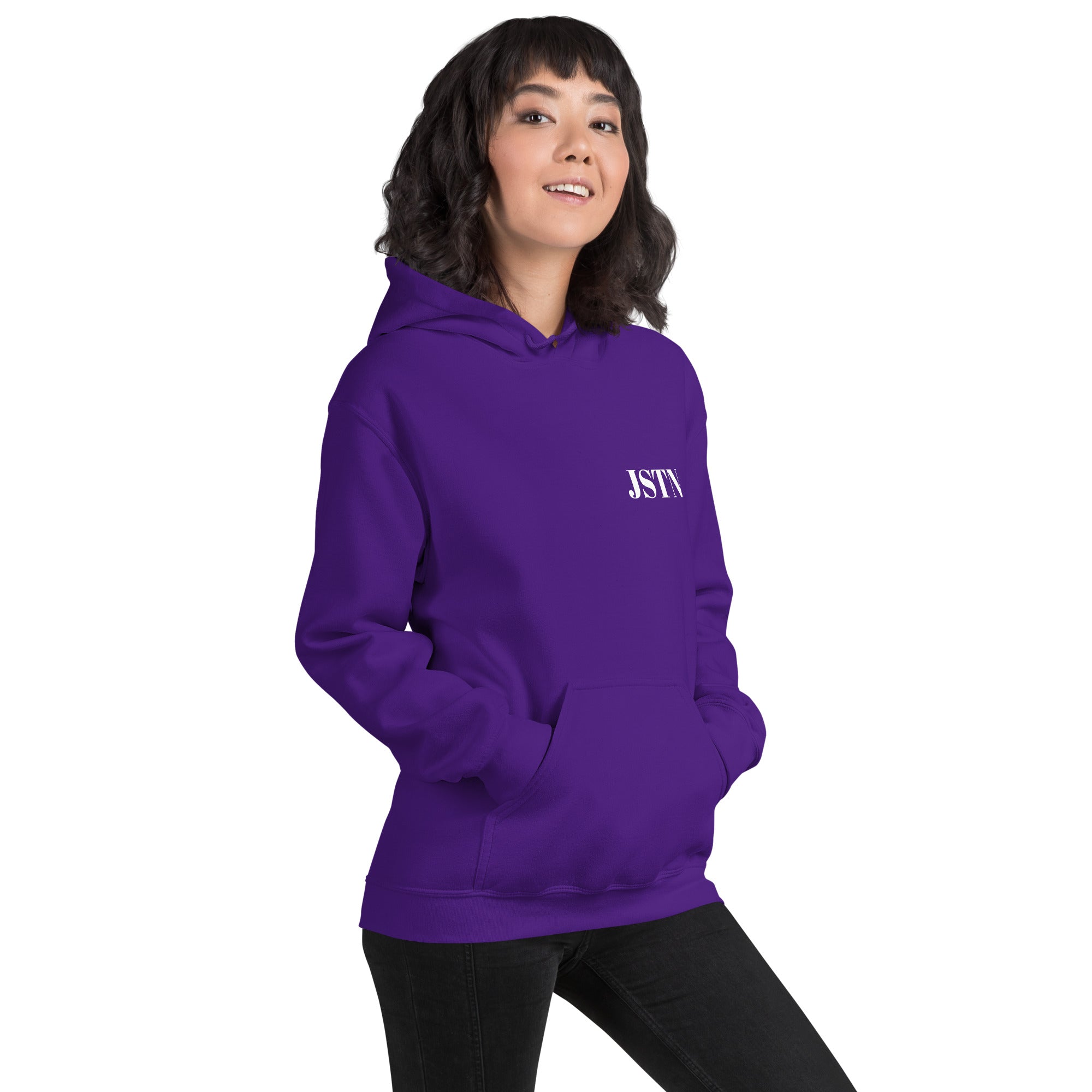 JSTN Hoodie lila – moderner Unisex Streetwear Look