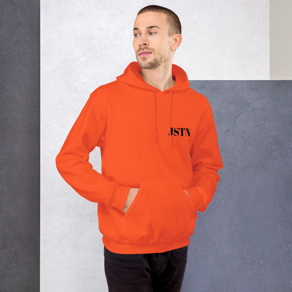 JSTN Hoodie Orange – Lifestyle Outfit Streetwear Kapuzenpullover